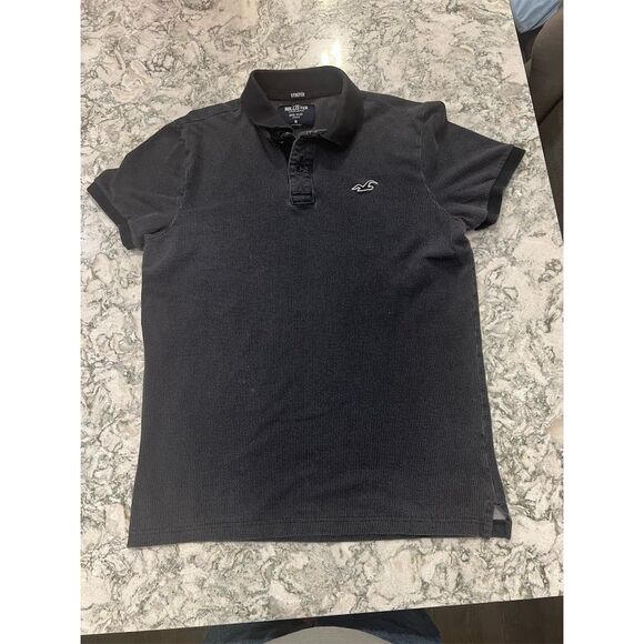 Hollister Men's Epic Flex Stretch Polo Shirt Black Size M Slim Fit - Picture 1 of 3